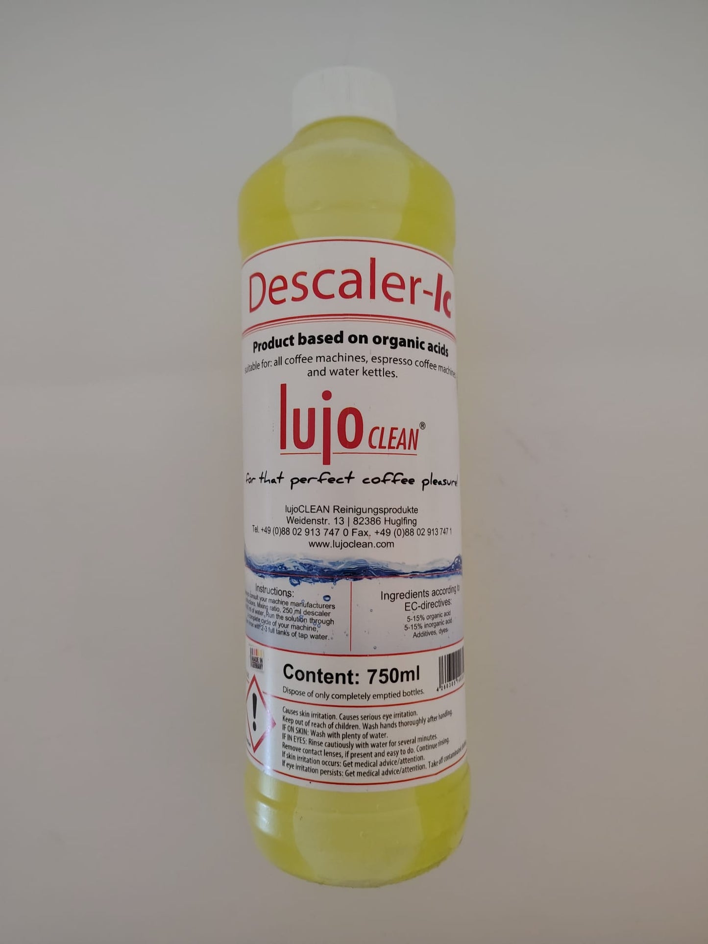 lujoCLEAN Descaler-IC – 750 ml | Umweltfreundlicher Entkalker für Kaffee- & Espressomaschinen