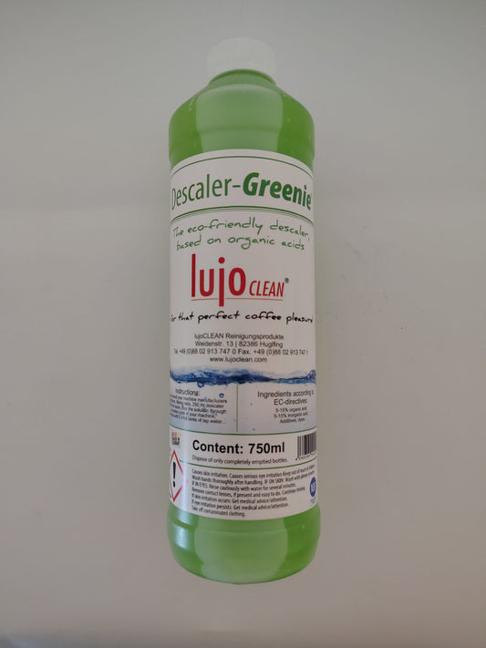 lujoCLEAN Descaler Greenie – 750 ml | Umweltfreundlicher Entkalker für Kaffeemaschinen
